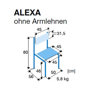 Simpex Hygienestuhl Wartezimmerstuhl ALEXA, ohne Armlehnen, - abwaschbar und desinfizierbar !