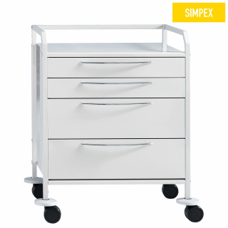 Simpex Vielzweckwagen HYGIEN-O-STAR S-4, 64 cm Breite mit 4 Laden -  total aus Stahl