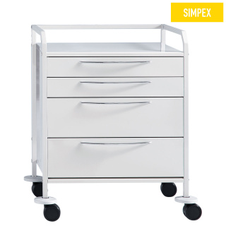Simpex Vielzweckwagen HYGIEN-O-STAR S-4, 64 cm Breite mit 4 Laden -  total aus Stahl