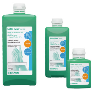 Softa-Man ® acute, viruzide Händedesinfektion, 1000 ml Flasche - Farbstoff- und Parfümfrei