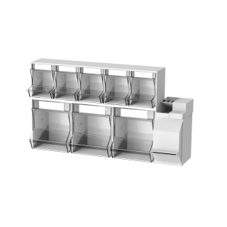 Haeberle Injektionsset PicBox ® PLUS, bestehend aus Spritzenspender 3 Schütten, Kanülenspender 5 Schütten und angebautem KOMBI-Set