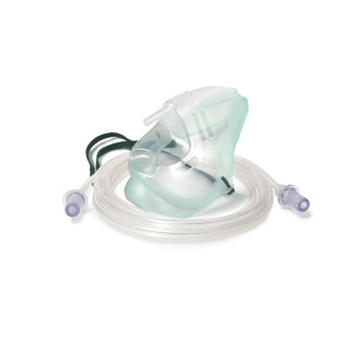 Sauerstoffmaske mit 2,1 m Schlauch,  für Erwachsene, Stück - kein Nasenclip aus Metall MRT-kompatibel