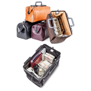 Dürasol Arzttasche Rusticana groß, Feinrindleder hellbraun, mit einer Vortasche - inkl. 1 Ampullenspender