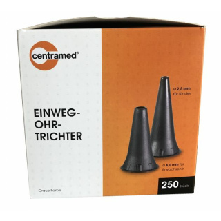 Centramed Einweg Tips Ohrtrichter, anthrazit, 250 Stck - 2,5 mm Durchmesser (Kinder)
