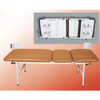 Untersuchungsliege Wandklappliege UltraCLAP "300" 3-teilig, LxB 190 x 70 cm H68 cm, Belastbarkeit 150 kg mittelbraun