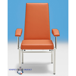 Simpex Blutentnahmestuhl HAEMO-STAT CUNEO EXPANDER mit verstellbaren Armlehnen, hochbelastbar - 300 kg Tragkraft ! Gestell pulverbeschichtet RAL 9002 grauweiß,  cognac