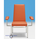 Simpex Blutentnahmestuhl HAEMO-STAT CUNEO EXPANDER mit verstellbaren Armlehnen, hochbelastbar - 300 kg Tragkraft ! Gestell pulverbeschichtet RAL 9002 grauweiß,  cognac