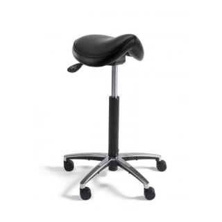 Work Drehhocker mit Sattelsitz, Alu-Fußkreuz, Sitz Kunstleder schwarz