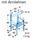 Simpex Hygienestuhl Wartezimmerstuhl ALEXA, mit Armlehnen, Farbe mais