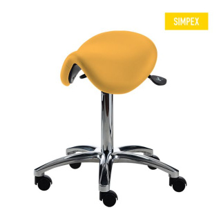 Simpex Drehrollhocker EQUITUS Manus Maxi, Sattelsitz, mit Hebelauslösung v. ca. 55 - 74 cm - mit weichen Rollen,mais