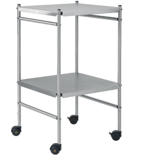 Provita Edelstahlwagen /  Instrumententisch, mit 2 Ablagebleche, 42 x 42 x 80 cm, fahrbar