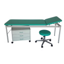 MainMed Untersuchungset: Patienten-Liege 65 cm/ Unterfahrwagen 64 cm / Drehhocker - versch. Polsterfarben zur Auswahl