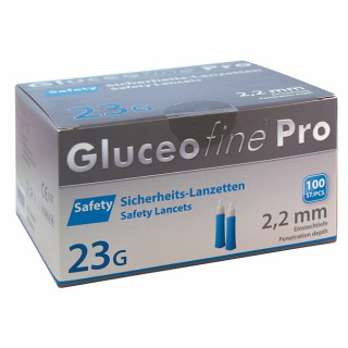 Gluceofine ® Pro Safety Sicherheits-Lanzetten, 23G x 2,2 mm, 100 Stück