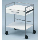 SCHMITZ  medi-net Vielzwecktisch / Vielzweckwagen, mit zwei Schubladen,Gestell weißaluminium RAL 9006,Griff weißaluminium RAL 9006