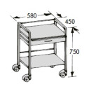 SCHMITZ  medi-net Vielzwecktisch / Vielzweckwagen, mit zwei Schubladen,Gestell weißaluminium RAL 9006,Griff weißaluminium RAL 9006