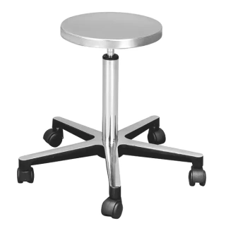 Servo Edelstahl OP-Hocker, Höhenverstellung von 47 - 57 cm, antistatische Rollen - hygienisch, leicht zu reinigen