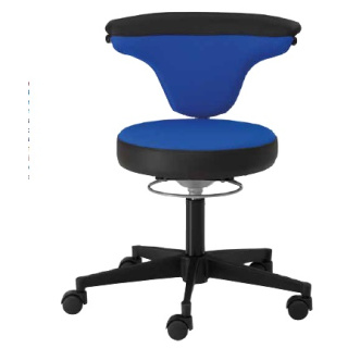 Mayer Multi-Funktions-Rollhocker mit Rücken, Rollen f. Hartböden - Kunstleder Finca Brillantschwarz  mit rot