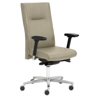 Mayer Drehsessel XXL für Benutzer bis 150 kg, hoher Rückenlehne, Alu-Fußkreuz, Sitz und Rücken gepolstert, Kunstleder Brillantschwarz, ohne Armlehnen