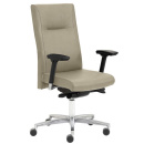 Mayer Drehsessel XXL für Benutzer bis 150 kg, hoher Rückenlehne, Alu-Fußkreuz, Sitz und Rücken gepolstert, Kunstleder Graphitgrau, mit Armlehnen ( breiten-, höhen- und horizontal verstellbar)