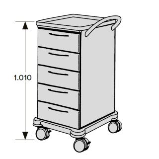 SCHMITZ varimed ® Verband- und Behandlungswagen, Breite 450 mm, Höhe 1100 mm - Modell mit 5 Schubladen Typ 4D