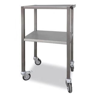 MainMed Edelstahlwagen /  Instrumententisch, mit 2 Ablageböden, 54 x 33 x 78 cm, fahrbar