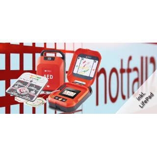 Primedic HeartSave Y, mit Batterie (bis zu 5 Jahre Standby) - halbautomatischer AED - Defibrillator - AKTION + LifePad inkl!