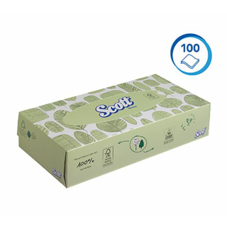 SCOTT ® Kosmetiktücher, weiß ,21,5 x 18,6 cm, Spenderbox, 21 x 100 Stck