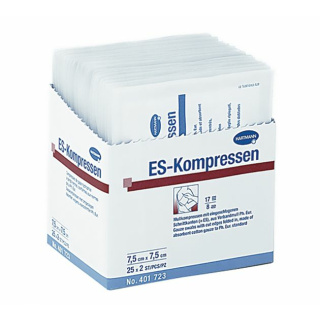 ES-Kompressen 8-fach steril, 7,5 x 7,5 cm, 25 x 2 Stck - Mullkompressen aus Verbandmull