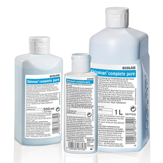 Ecolab Skinman ® complete pure, Händedesinfektion, viruzid,1000 ml Spenderflasche - frei von Farb- und Duftstoffen