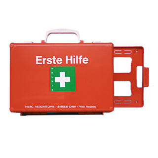 Betriebsverbandkasten Koffer, DIN 13157 gefüllt, orange, mit Beschriftung "Erste Hilfe"