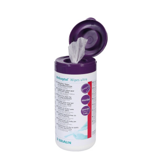Braun Meliseptol ® Wipes Ultra, alkoholfrei, Wischdesinfektion f. alkoholempfindliche Flächen, 14 x 20 cm, 100 Tücher in der Spenderdose