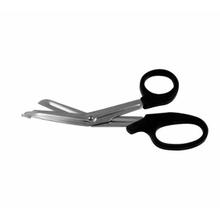Universalschere, Verbandschere, Kleiderschere mit schwarzem Plastikgriff, 18 cm.